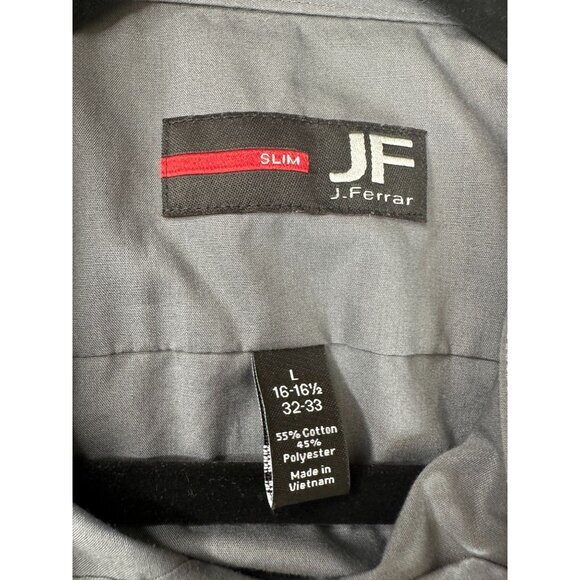J Ferrar Mens Gray Dress Shirt 1616.5 3233 long sleeve button up cotton collared - Picture 3 of 6